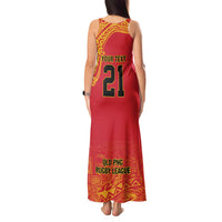 Queensland Papua New Guinea Custom Tank Maxi Dress All Red Pacific PNG Tribal Style LT9 - Polynesian Pride