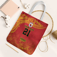 Queensland Papua New Guinea Custom Tote Bag All Red Pacific PNG Tribal Style LT9 White Strap One Size Red - Polynesian Pride