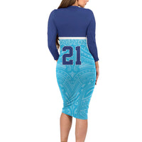 Queensland Samoa Custom Family Matching Long Sleeve Bodycon Dress and Hawaiian Shirt Blue Pacific Polynesian Tribal Pattern LT9 - Polynesian Pride
