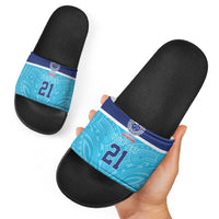 Queensland Samoa Custom Slide Sandals Blue Pacific Polynesian Tribal Pattern - Polynesian Pride