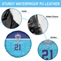 Queensland Samoa Custom Spare Tire Cover Blue Pacific Polynesian Tribal Pattern