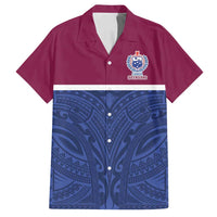 Queensland Samoa Custom Family Matching Long Sleeve Bodycon Dress and Hawaiian Shirt Maroon-Blue Pacific Polynesian Tribal Pattern LT9 Dad's Shirt - Short Sleeve Dark Blue - Polynesian Pride