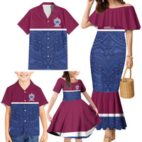 Queensland Samoa Custom Family Matching Mermaid Dress and Hawaiian Shirt Maroon-Blue Pacific Polynesian Tribal Pattern LT9 - Polynesian Pride