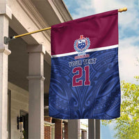 Queensland Samoa Custom Garden Flag Maroon-Blue Pacific Polynesian Tribal Pattern