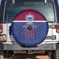Queensland Samoa Custom Spare Tire Cover Maroon-Blue Pacific Polynesian Tribal Pattern
