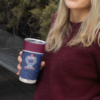 Queensland Samoa Custom Tumbler Cup Maroon-Blue Pacific Polynesian Tribal Pattern