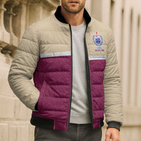 Queensland Samoa Custom Bomber Puffer Jacket Maroon Pacific Polynesian Tribal Pattern - Polynesian Pride