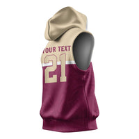 Queensland Samoa Custom Sleeveless Hoodie Maroon Pacific Polynesian Tribal Pattern - Polynesian Pride