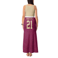 Queensland Samoa Custom Tank Maxi Dress Maroon Pacific Polynesian Tribal Pattern