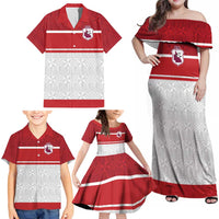 Queensland Tonga Custom Family Matching Off Shoulder Maxi Dress and Hawaiian Shirt QLD with Tongan Ngatu Pattern LT9 - Polynesian Pride