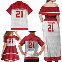 Queensland Tonga Custom Family Matching Off Shoulder Maxi Dress and Hawaiian Shirt QLD with Tongan Ngatu Pattern LT9 - Polynesian Pride
