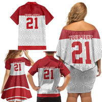 Queensland Tonga Custom Family Matching Off Shoulder Short Dress and Hawaiian Shirt QLD with Tongan Ngatu Pattern LT9 - Polynesian Pride