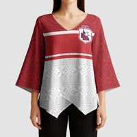 Queensland Tonga Custom Kimono Sleeve Blouse QLD with Tongan Ngatu Pattern - Polynesian Pride