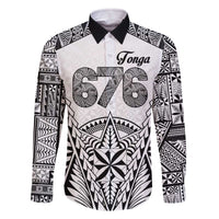 Personalised Tonga 676 Family Matching Off Shoulder Short Dress and Hawaiian Shirt Tribal Kupesi Ngatu Unique LT9 Dad's Shirt - Long Sleeve White - Polynesian Pride