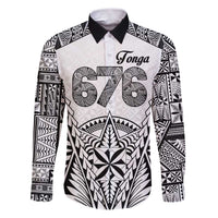 Personalised Tonga 676 Family Matching Puletasi and Hawaiian Shirt Tribal Kupesi Ngatu Unique LT9 Dad's Shirt - Long Sleeve White - Polynesian Pride
