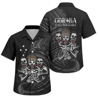 Skeleton Tribe Simbu Province Family Matching Long Sleeve Bodycon Dress and Hawaiian Shirt Papua New Guinea Indigenous Pattern LT9 Son's Shirt Black - Polynesian Pride