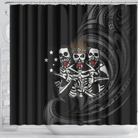 Skeleton Tribe Simbu Province Shower Curtain Papua New Guinea Indigenous Pattern LT9 - Polynesian Pride