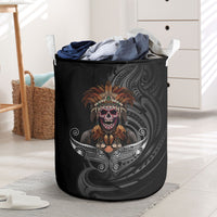 Mokomoko Tribe Eastern Highlands Province Laundry Basket Papua New Guinea Indigenous Pattern LT9 Black - Polynesian Pride