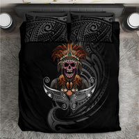 Mokomoko Tribe Eastern Highlands Province Bedding Set Papua New Guinea Indigenous Pattern LT9 Black - Polynesian Pride