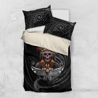 Mokomoko Tribe Eastern Highlands Province Bedding Set Papua New Guinea Indigenous Pattern LT9 US Twin 172cm x 218cm Black - Polynesian Pride