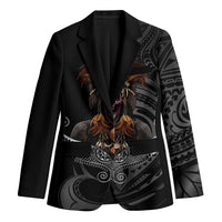Mokomoko Tribe Eastern Highlands Province Blazer Papua New Guinea Indigenous Pattern LT9 Unisex Black - Polynesian Pride
