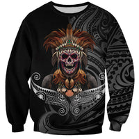Mokomoko Tribe Eastern Highlands Province Sweatshirt Papua New Guinea Indigenous Pattern LT9 Unisex Black - Polynesian Pride