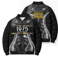 Independen Stet bilong Papua Niugini 1975 Bomber Puffer Jacket Black Tribal Papua New Guinea Province Flag LT9 - Polynesian Pride