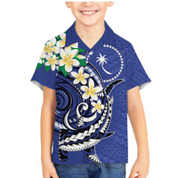 FSM Chuuk State Polynesian Shark Tattoo Personalised Family Matching Mermaid Dress and Hawaiian Shirt LT9 Son's Shirt Blue - Polynesian Pride