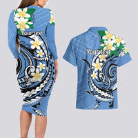FSM Kosrae Polynesian Shark Tattoo Personalised Couples Matching Long Sleeve Bodycon Dress and Hawaiian Shirt LT9 - Polynesian Pride
