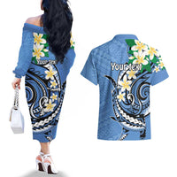 FSM Kosrae Polynesian Shark Tattoo Personalised Couples Matching Off The Shoulder Long Sleeve Dress and Hawaiian Shirt LT9 - Polynesian Pride