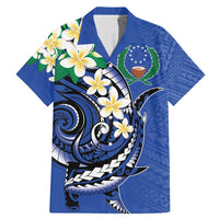 FSM Pohnpei Polynesian Shark Tattoo Personalised Family Matching Mermaid Dress and Hawaiian Shirt LT9 Dad's Shirt - Short Sleeve Blue - Polynesian Pride