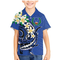 FSM Pohnpei Polynesian Shark Tattoo Personalised Family Matching Mermaid Dress and Hawaiian Shirt LT9 Son's Shirt Blue - Polynesian Pride