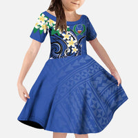 FSM Pohnpei Polynesian Shark Tattoo Personalised Family Matching Off The Shoulder Long Sleeve Dress and Hawaiian Shirt LT9 Daughter's Dress Blue - Polynesian Pride