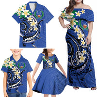 FSM Pohnpei Polynesian Shark Tattoo Personalised Family Matching Off Shoulder Maxi Dress and Hawaiian Shirt LT9 - Polynesian Pride