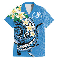FSM Yap State Polynesian Shark Tattoo Personalised Family Matching Mermaid Dress and Hawaiian Shirt LT9 Dad's Shirt - Short Sleeve Blue - Polynesian Pride
