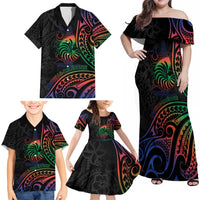 New Caledonia Polynesian Tatoo Personalised Family Matching Off Shoulder Maxi Dress and Hawaiian Shirt LT9 - Polynesian Pride