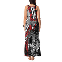 Personalised Polynesia Skull Tank Maxi Dress Tattoo In The Style Of Maori With Marine Life Red LT9 - Polynesian Pride