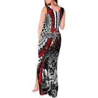 Personalised Polynesia Skull Tank Maxi Dress Tattoo In The Style Of Maori With Marine Life Red LT9 - Polynesian Pride