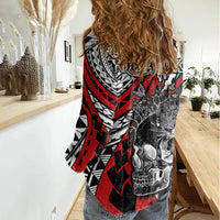 personalised-polynesia-skull-women-casual-shirt-tattoo-in-the-style-of-maori-with-marine-life-red