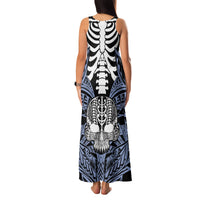 Personalised Polynesia Skull Family Matching Tank Maxi Dress and Hawaiian Shirt With Boars Tusk Blue Arty Vibe LT9 - Polynesian Pride