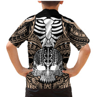 Personalised Polynesia Skull Family Matching Mermaid Dress and Hawaiian Shirt With Boars Tusk Gold Arty Vibe LT9 - Polynesian Pride