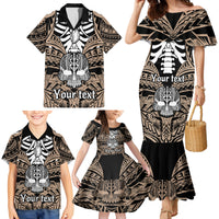 Personalised Polynesia Skull Family Matching Mermaid Dress and Hawaiian Shirt With Boars Tusk Gold Arty Vibe LT9 - Polynesian Pride
