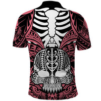 Personalised Polynesia Skull Polo Shirt With Boars Tusk Pink Arty Vibe LT9 - Polynesian Pride