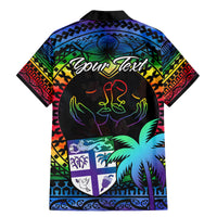 Personalised Fiji LGBT Family Matching Mermaid Dress and Hawaiian Shirt Love Is Love Tapa Pattern Rainbow Water Color LT9 - Polynesian Pride