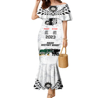 New Zealand South Africa Rugby Family Matching Mermaid Dress and Hawaiian Shirt History Commemorative World Cup Winners Unique LT9 Mom's Dress White - Polynesian Pride
