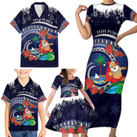 Felis Pusgua Guam Santa Family Matching Short Sleeve Bodycon Dress and Hawaiian Shirt Merry Christmas with Polynesian Tribal LT9 - Polynesian Pride