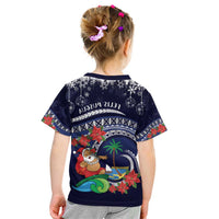 Felis Pusgua Guam Santa Kid T Shirt Merry Christmas with Polynesian Tribal
