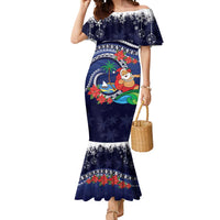 Felis Pusgua Guam Santa Mermaid Dress Merry Christmas with Polynesian Tribal LT9 Women Blue - Polynesian Pride