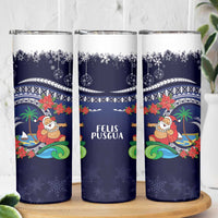 Felis Pusgua Guam Santa Skinny Tumbler Merry Christmas with Polynesian Tribal LT9 - Polynesian Pride