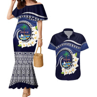 Hafai Adai Guam Guasalis Couples Matching Mermaid Dress and Hawaiian Shirt Polynesian Tribal Pattern LT9 Blue - Polynesian Pride